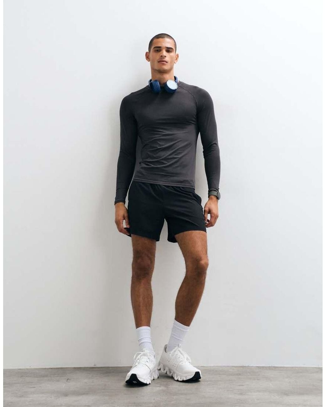 4505 Blue Icon Active Quick Dry Muscle Fit Base Layer Training Long Sleeve Top for men