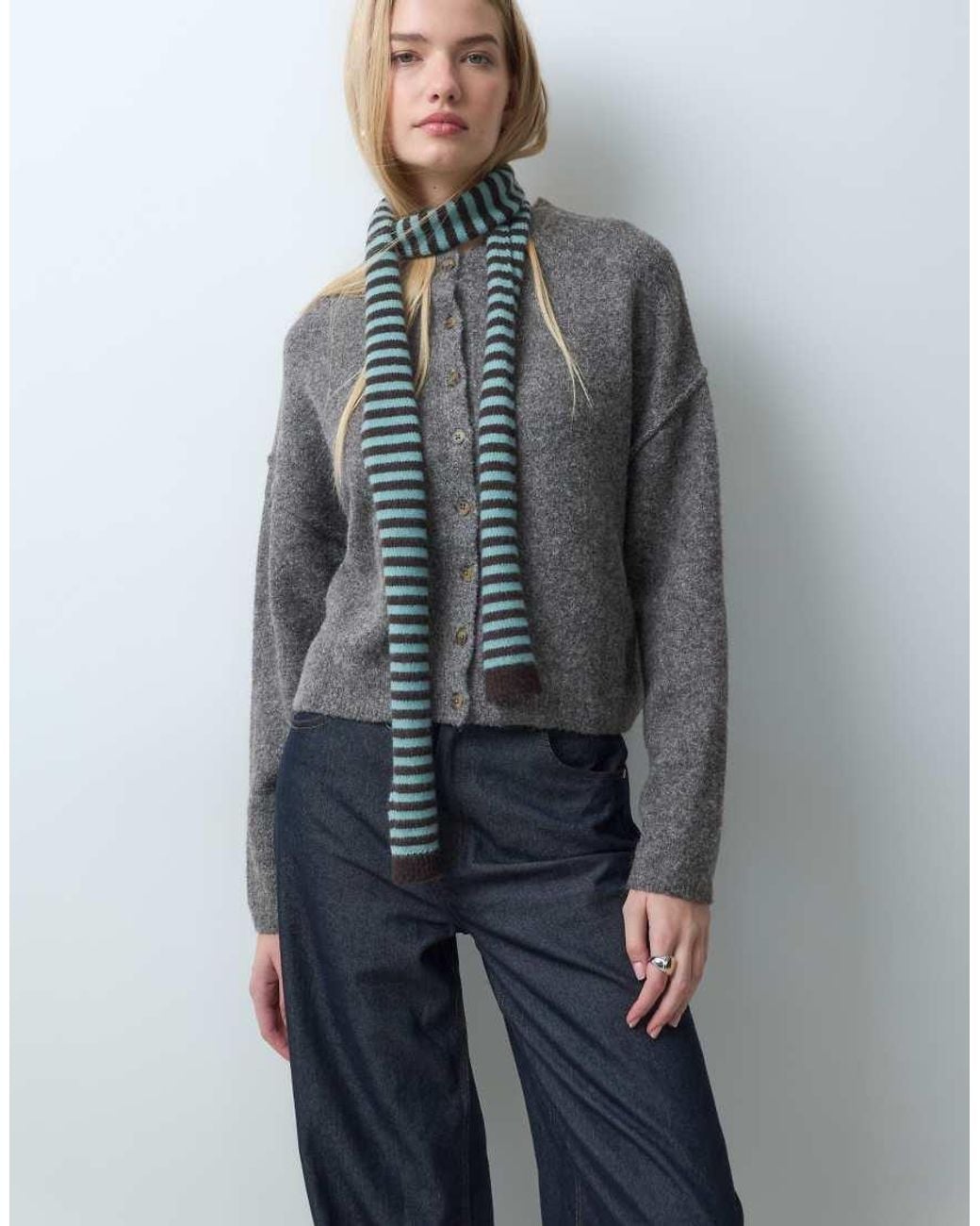 Accessorize Gray Knit Skinny Scarf