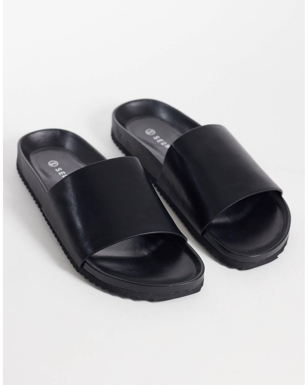 SEQWL Black Marina Slides for men