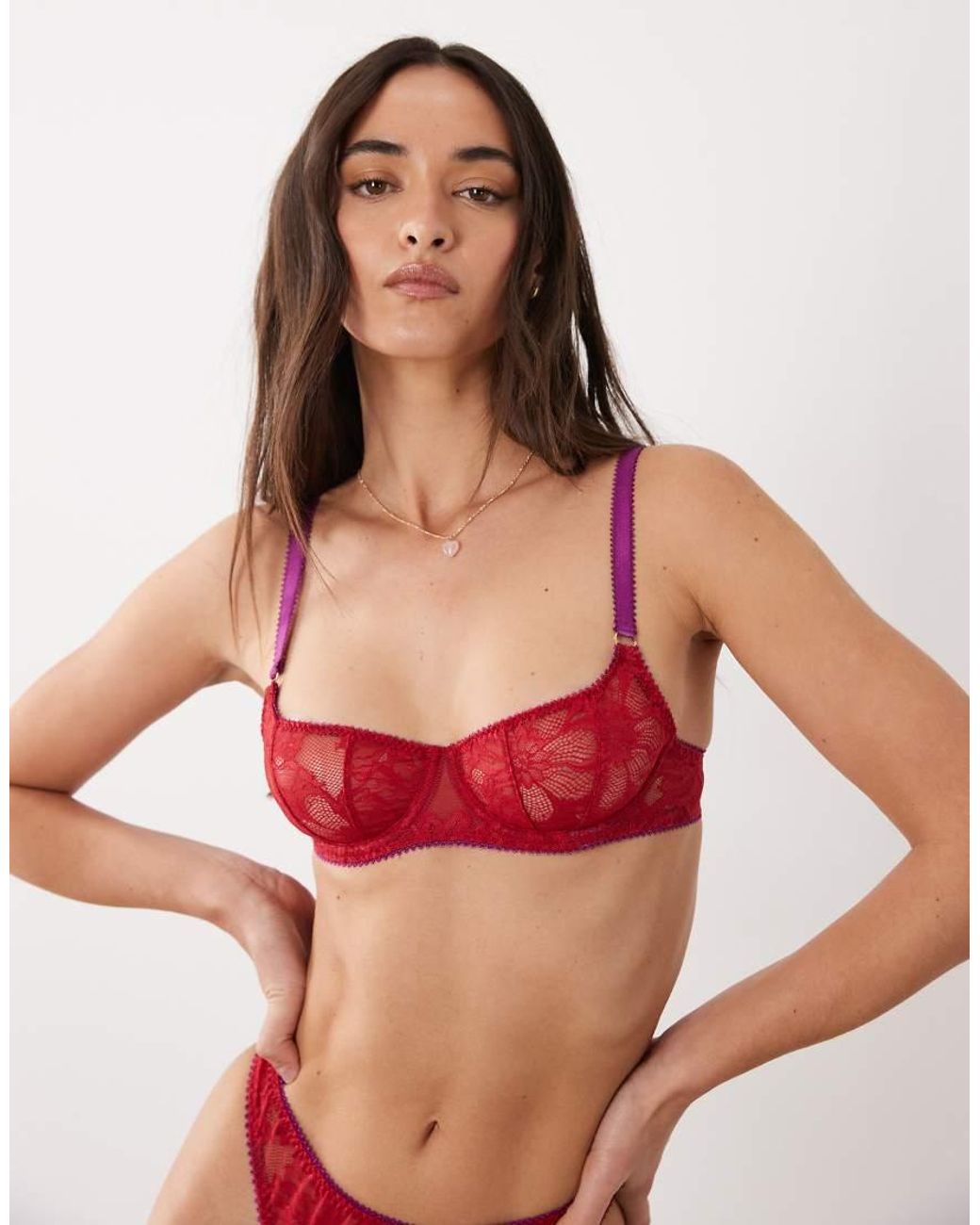 Dora Larsen Red Ruben All Over Lace Underwi Bra