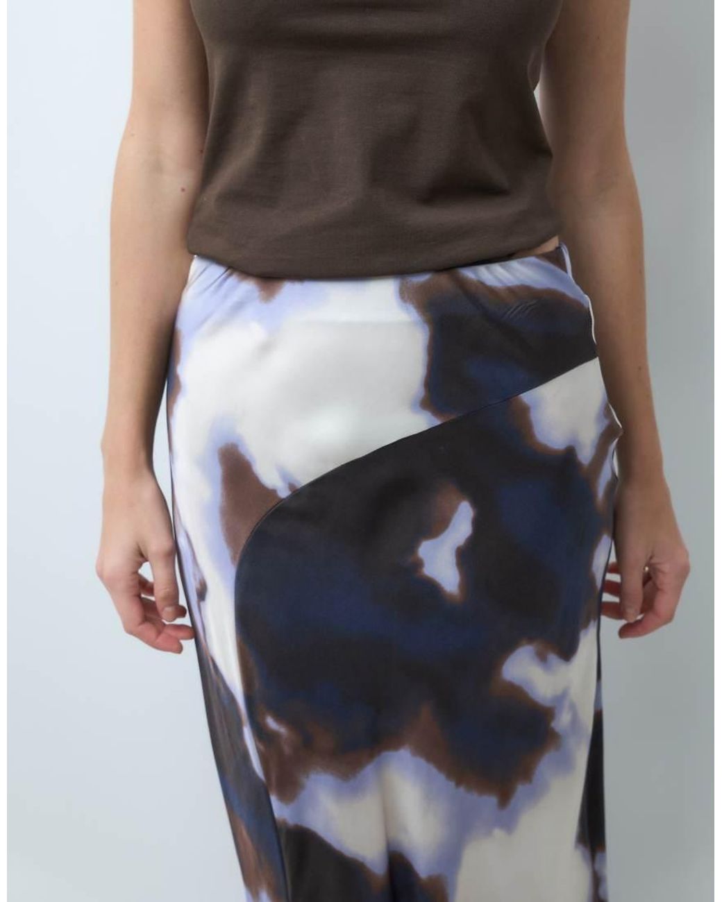 Vero Moda Multicolor Asymmetric Waist Satin Maxi Skirt