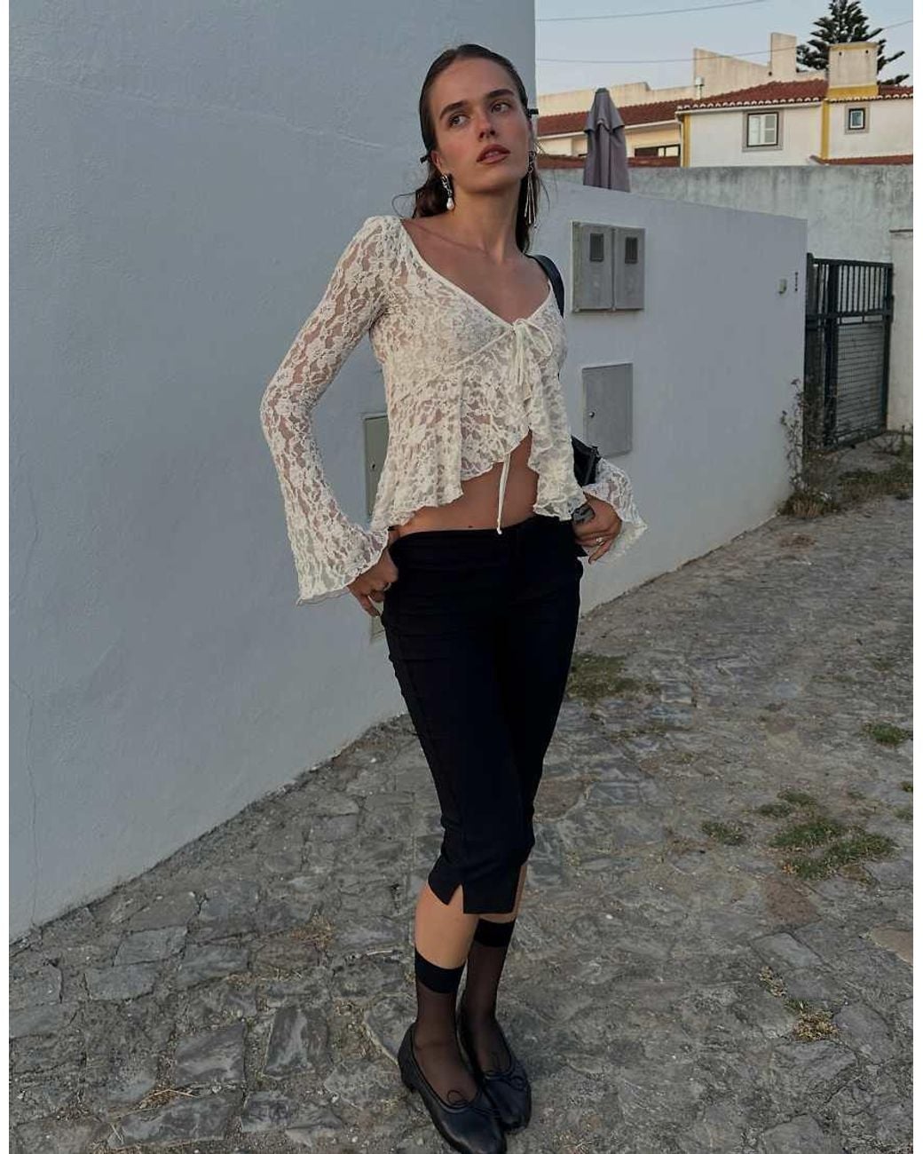 Bershka Gray Lace Ruffle Jacket