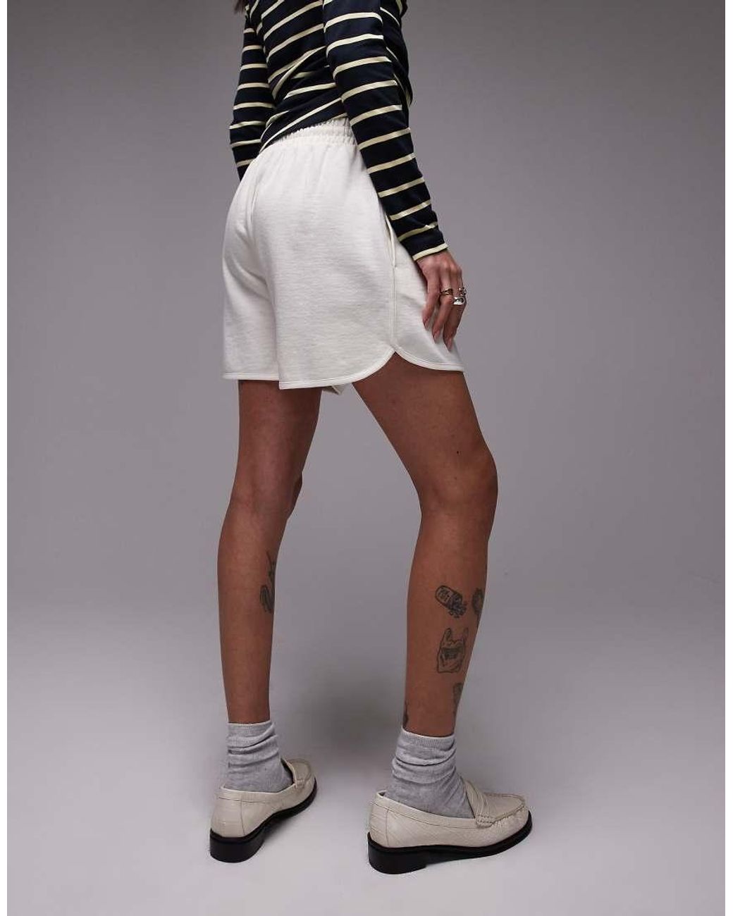 TOPSHOP Gray Pintuck Sweatpants Fabric Shorts