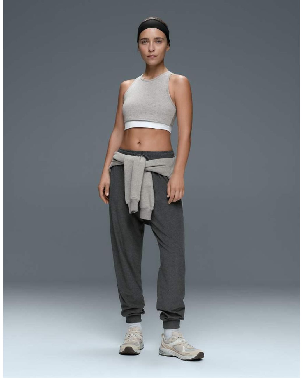 Oysho Gray Marl Overlay Halterneck Tank Top