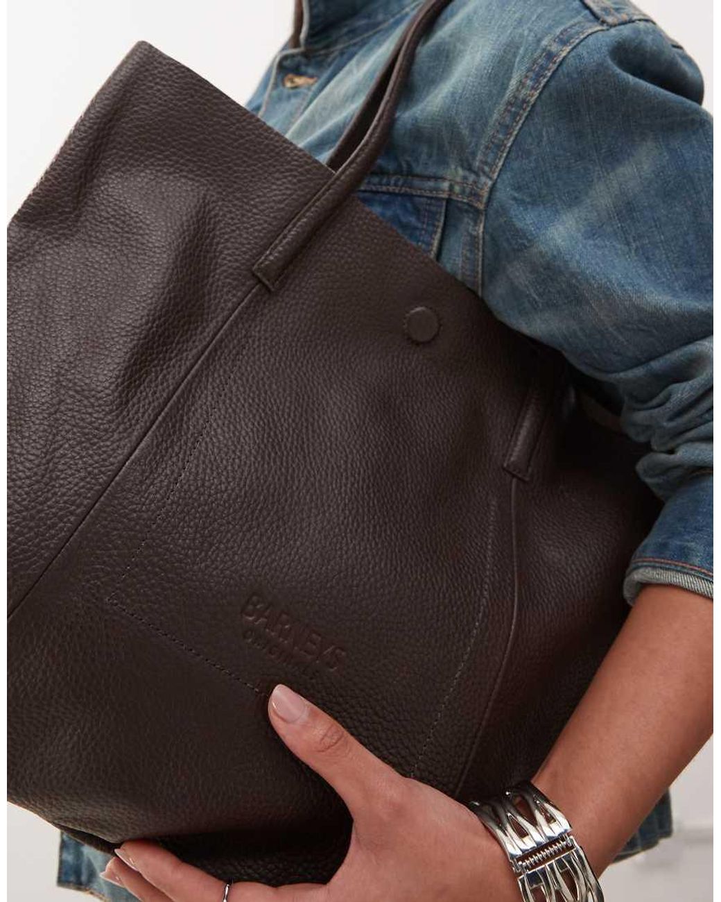 Barney's Originals Blue Leather Tote Bag