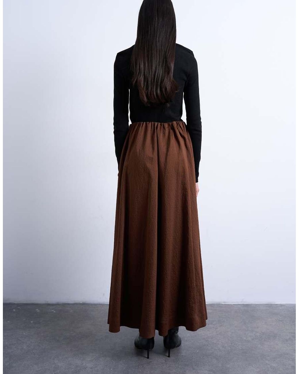 TOPSHOP Brown Full Maxi Skirt