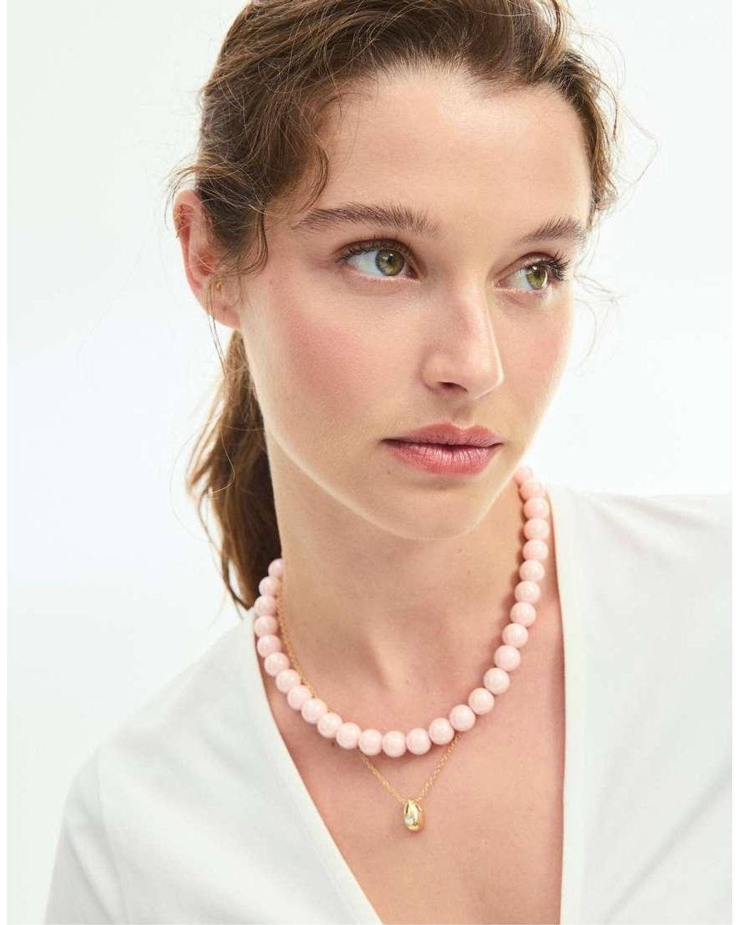 Stradivarius Natural Set Of 2 Bead Necklaces