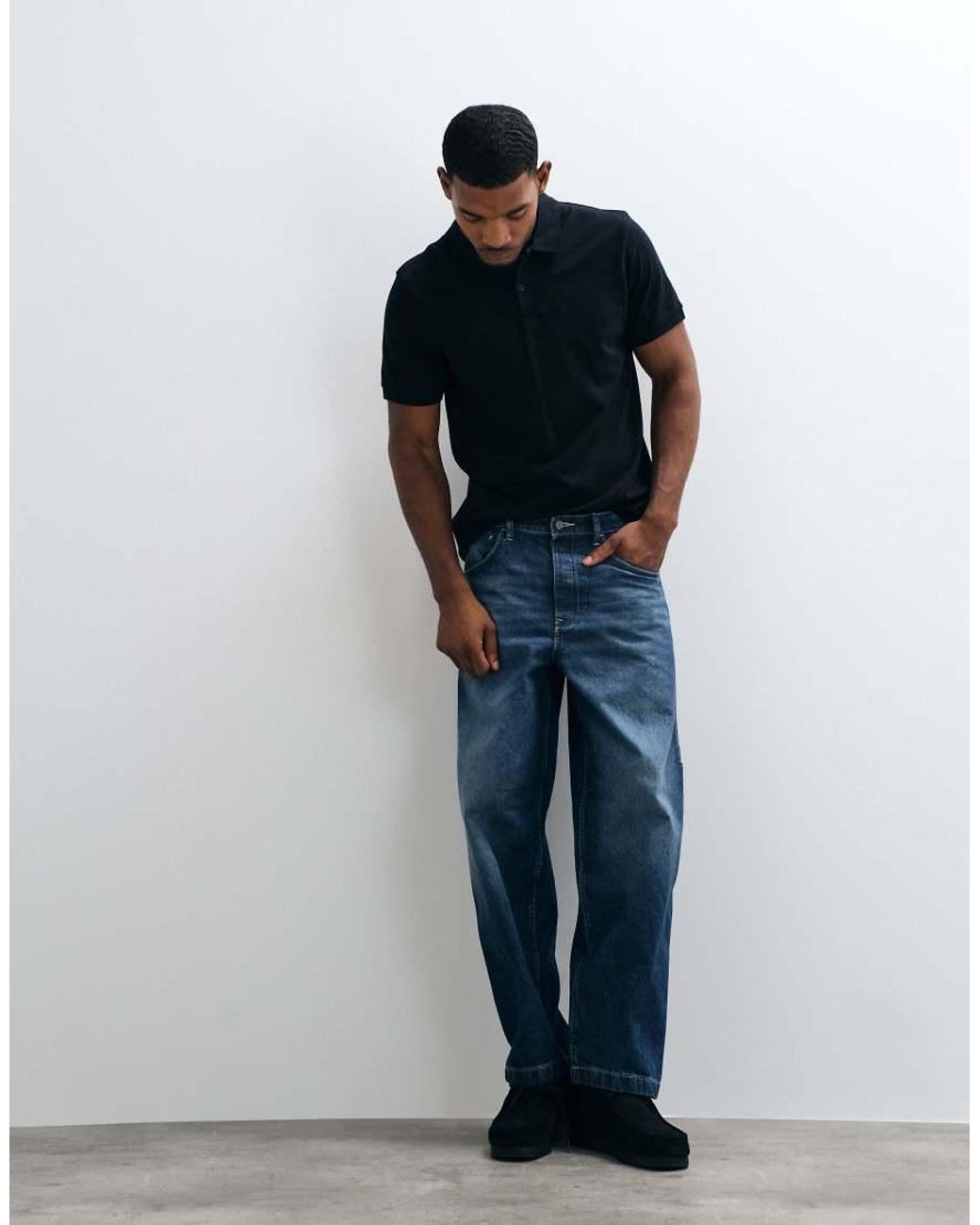 ASOS Black Essentials Regular Fit Polo for men