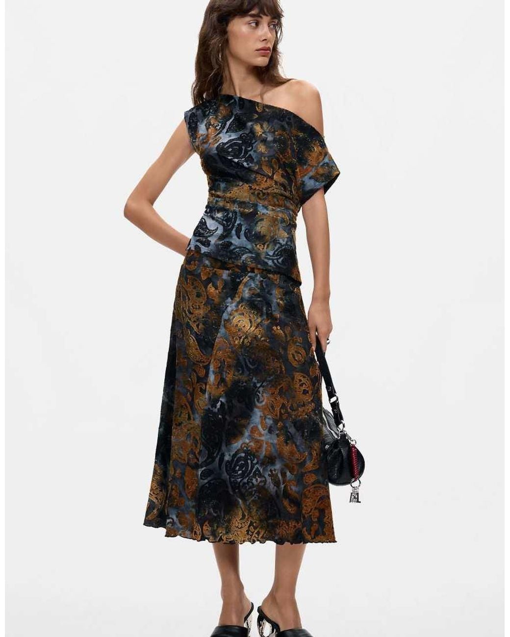 Desigual Black Asymmetric Flocked Top