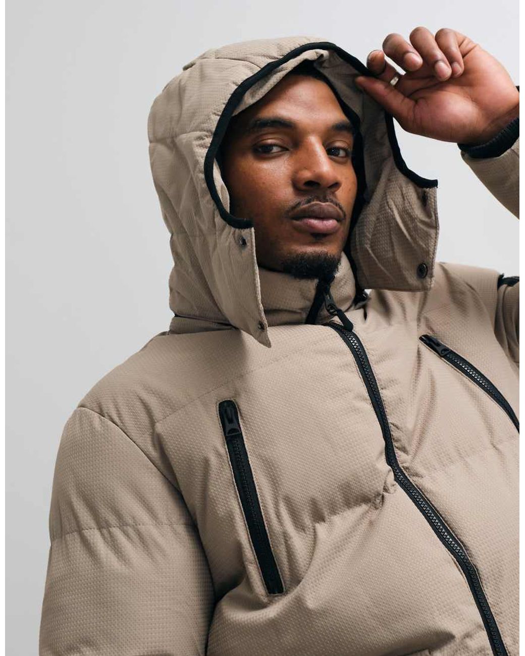 Brave Soul Blue Padded Jacket With Detachable Hood for men