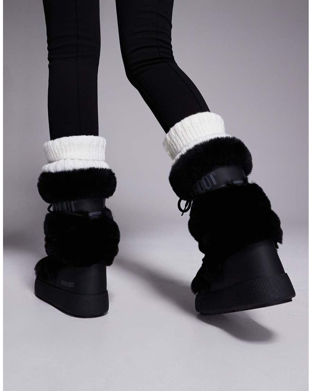 Moon Boot Black Ltrack Waterproof Faux-fur High Boots