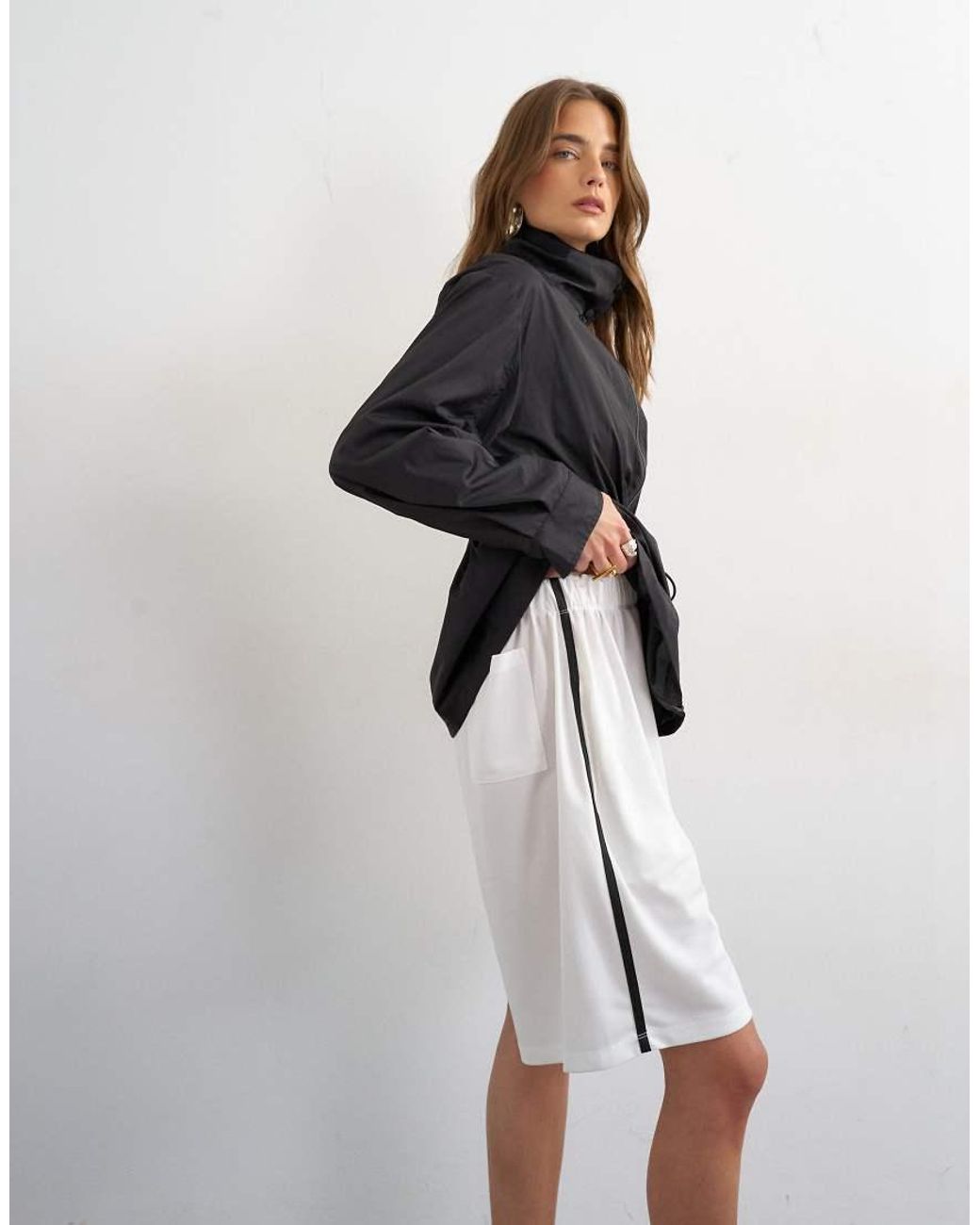 TOPSHOP White Sport Stripe Detail Shorts