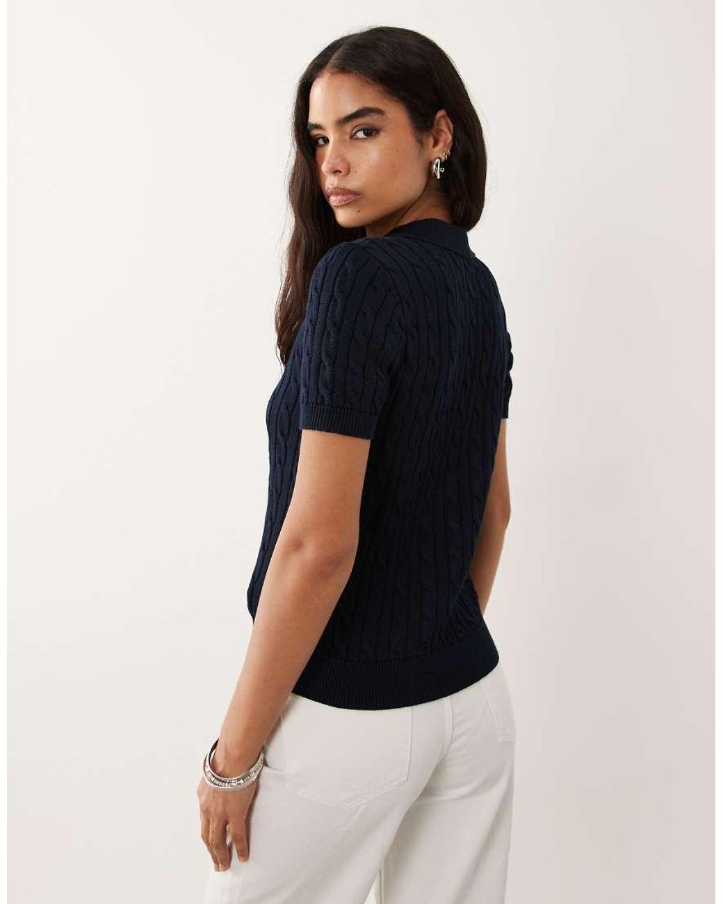 Ralph Lauren Blue Fine Knit Polo Top