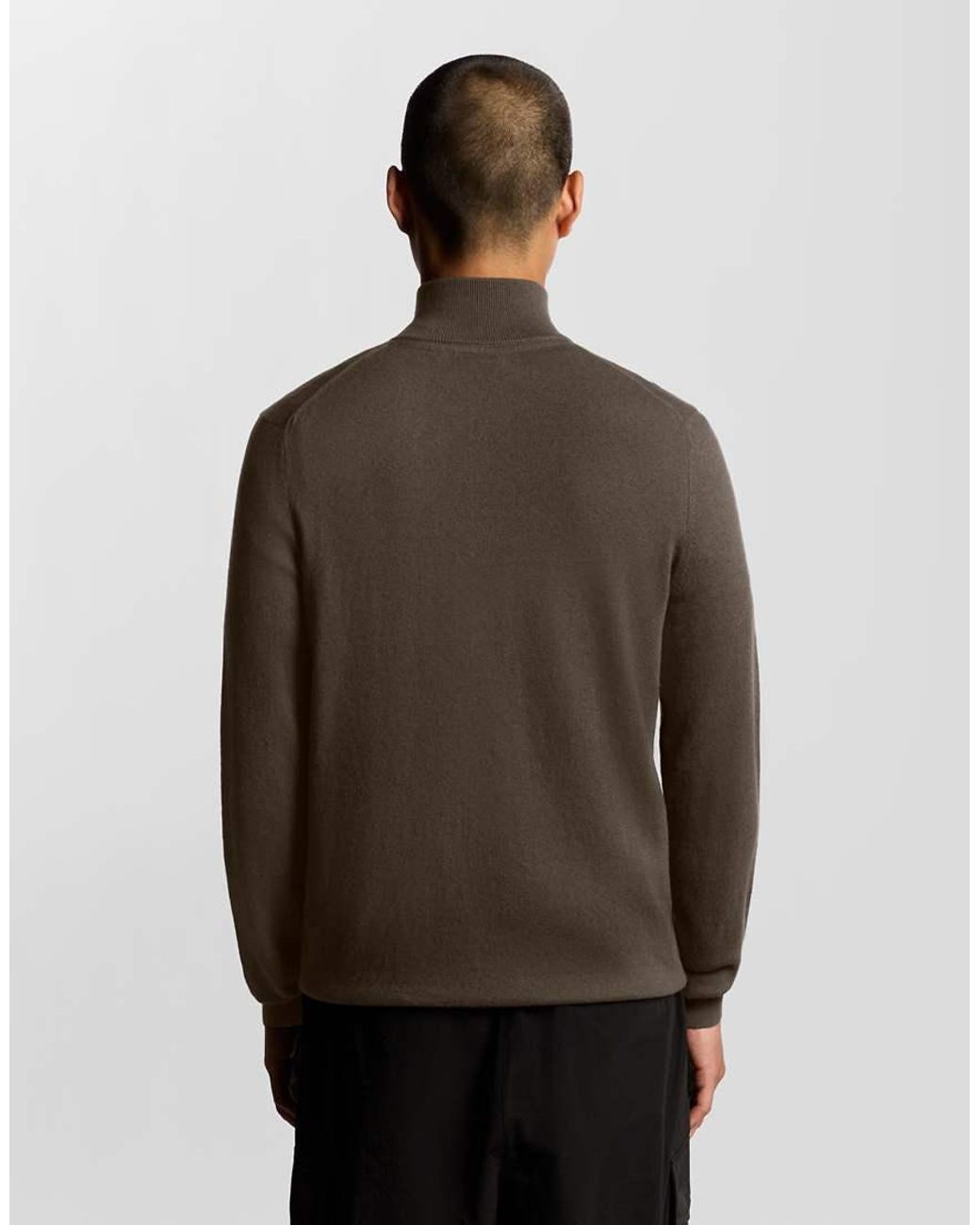Lyle & Scott Brown Cotton Merino 1/4 Zip Jumper for men