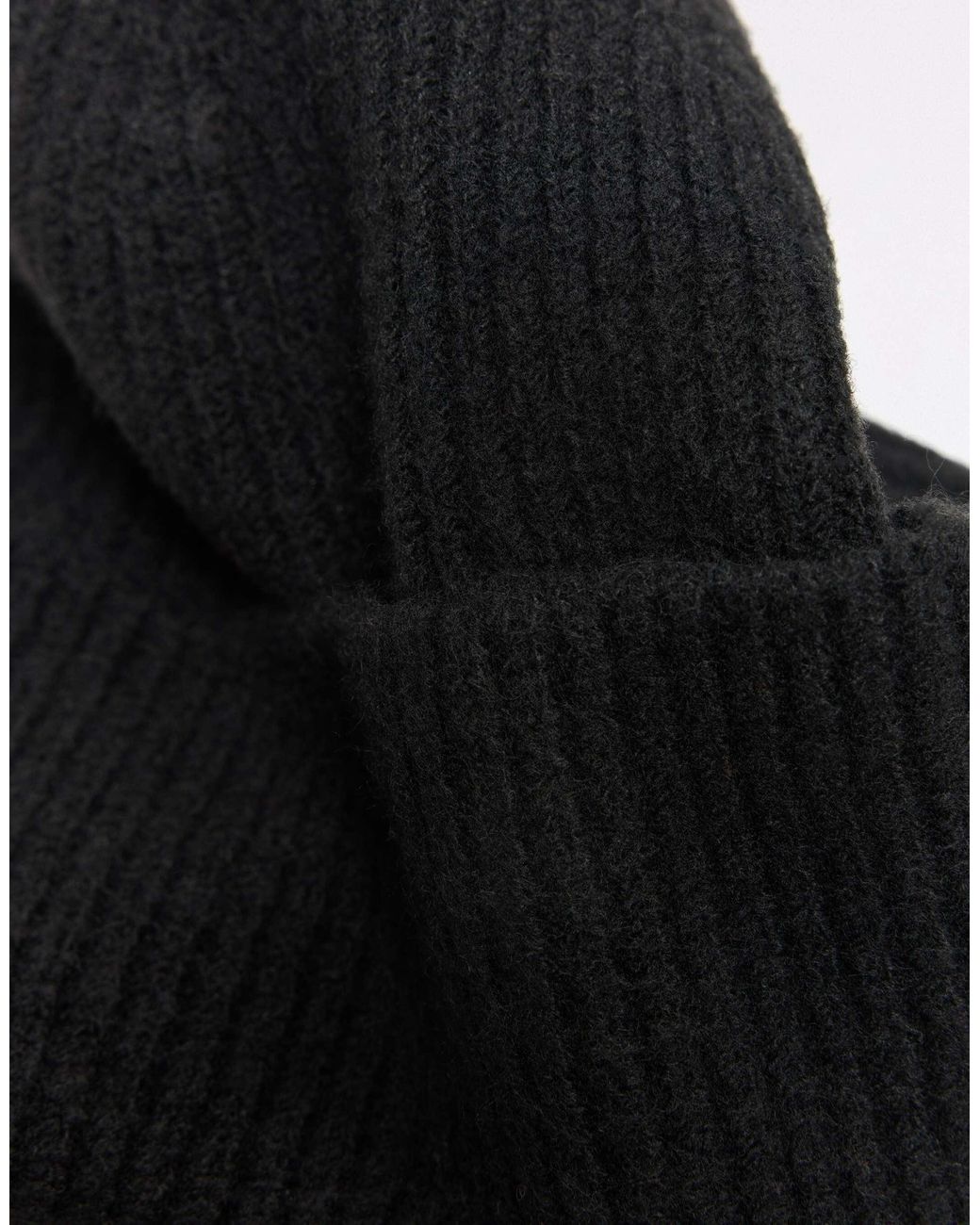 Bershka Black Rippstrick-mütze
