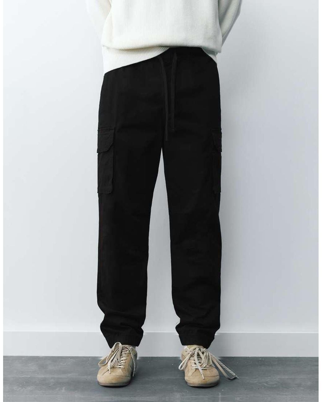 Pull&Bear White Cargo joggers for men