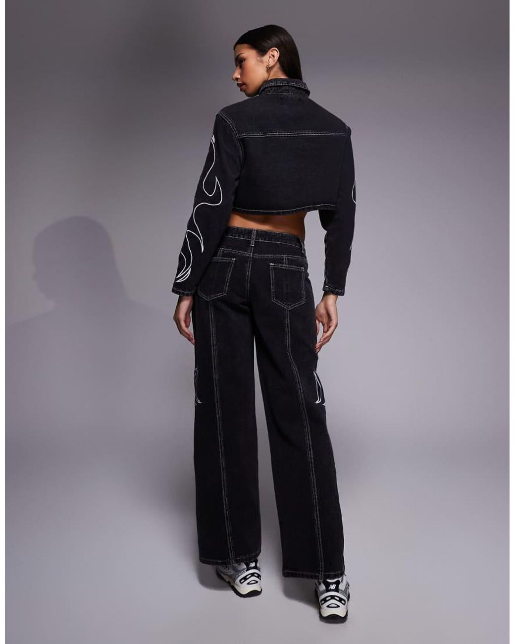 Liquor N Poker Blue Relaxed Low Rise Jeans With Applique Detail