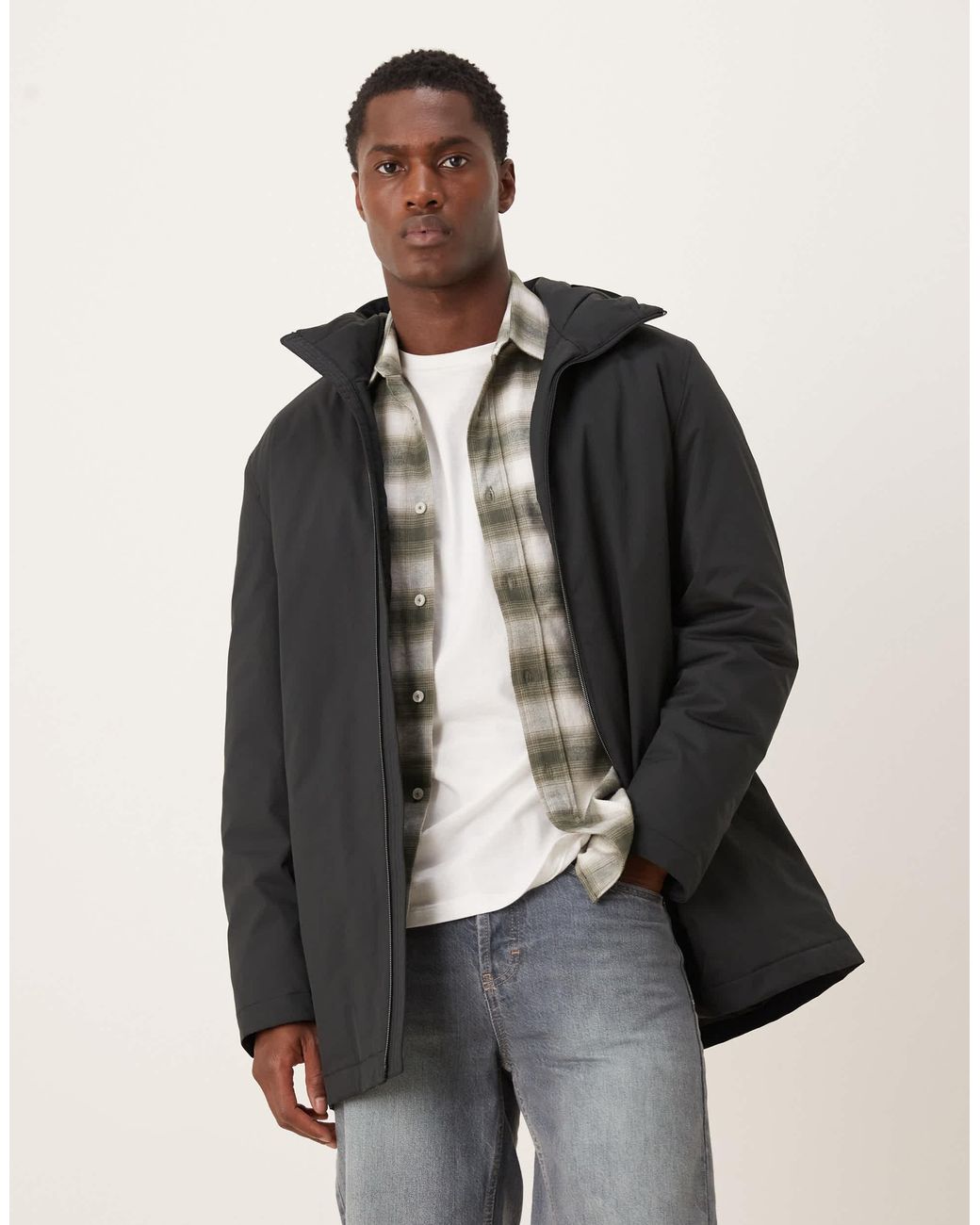 Mango – mittellanger parka in Gray für Herren