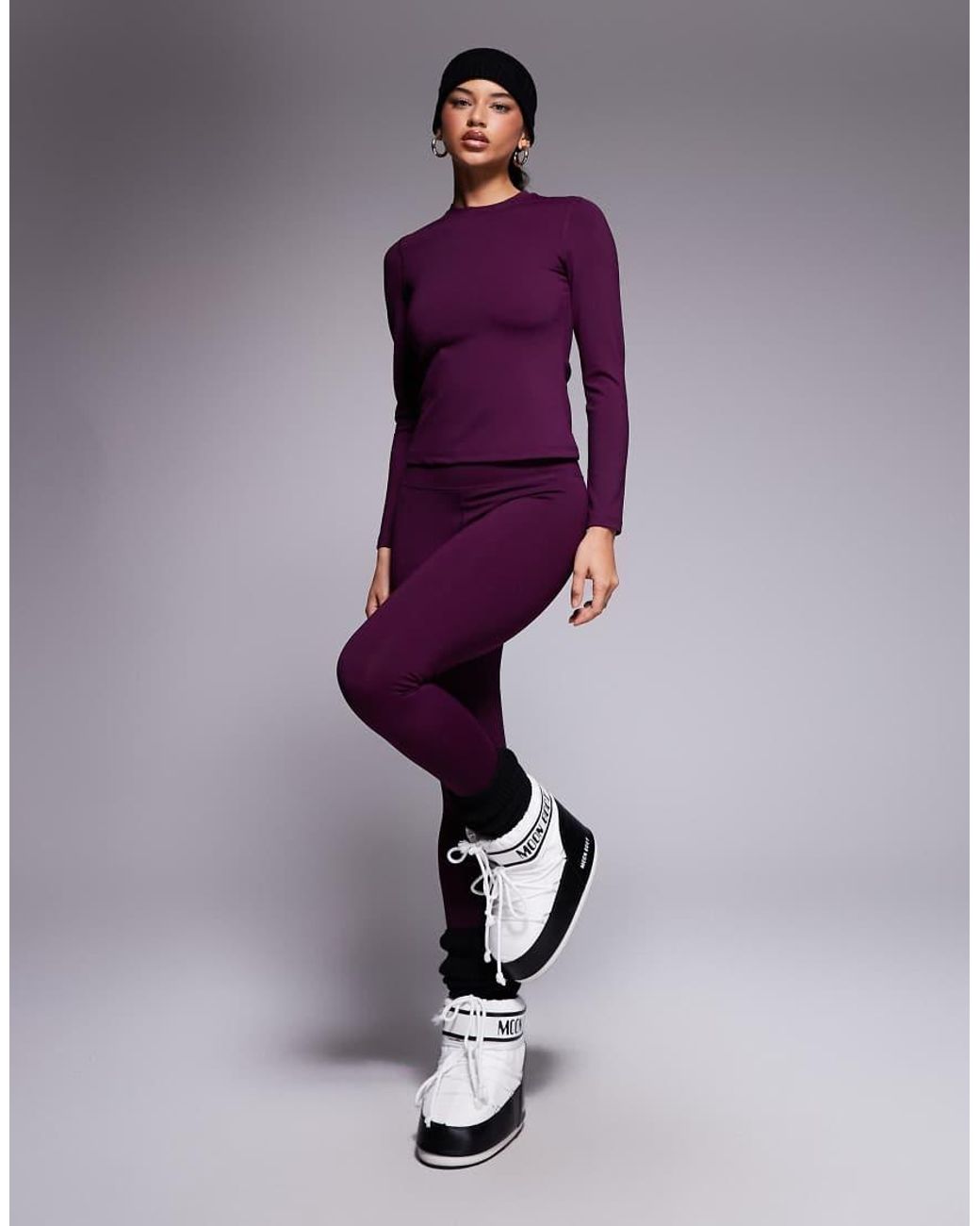 ASOS 4505 Ski & Snow Purple Asos 4505 Ski Fleece Back Base Layer leggings With Thermal Treatment