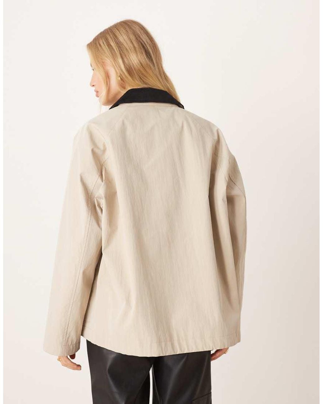 Mango Natural Cotton Mix Barn Jacket With Contrast Collar