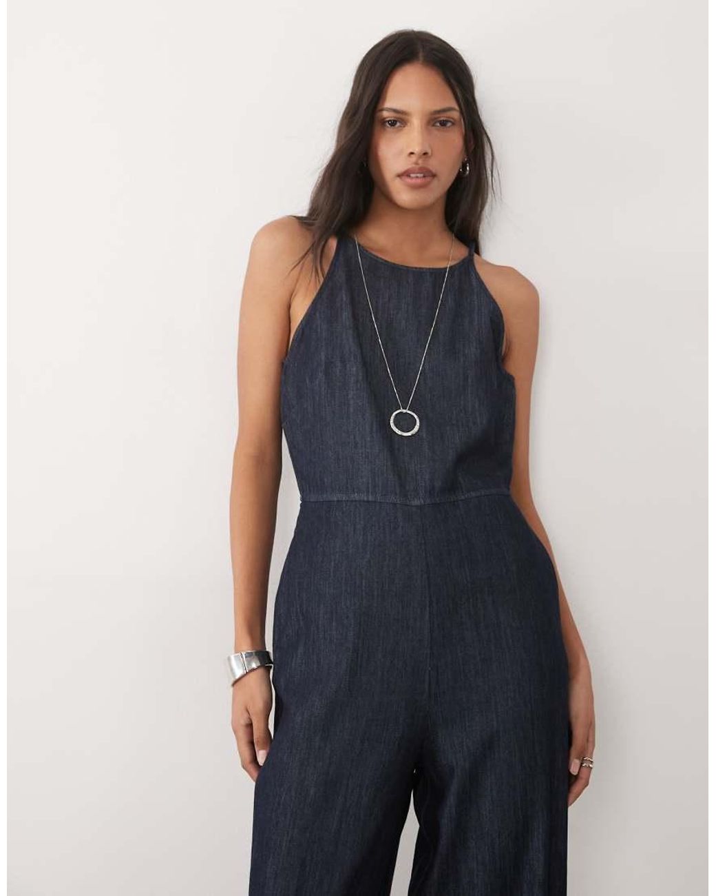 Mango Blue 100% Cotton Denim Jumpsuit
