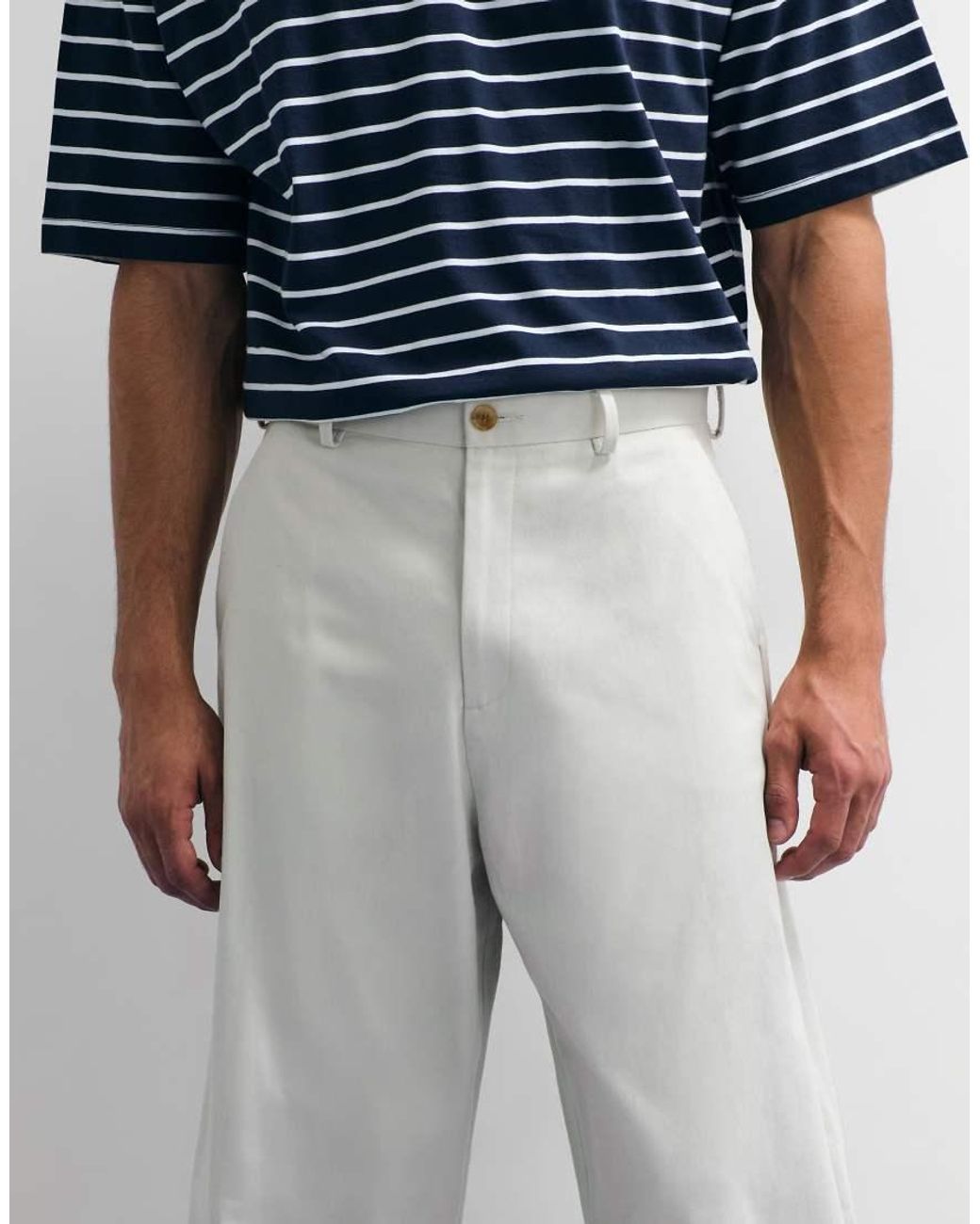 ASOS White Tailored 100% Cotton Barrel Leg Trousers for men