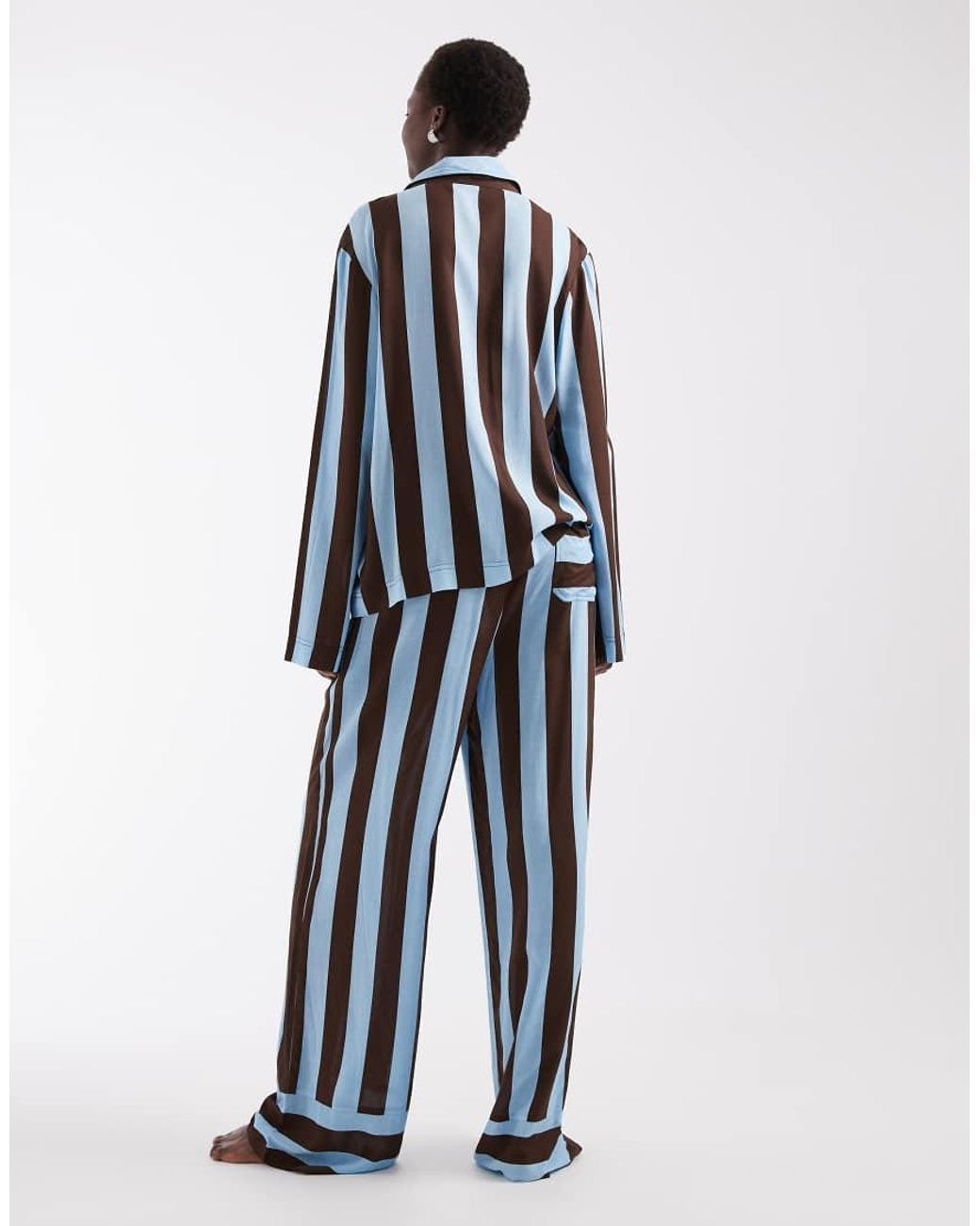 ASOS Blue Asos Design Tall Woven Modal Long Sleeve Pyjama Set