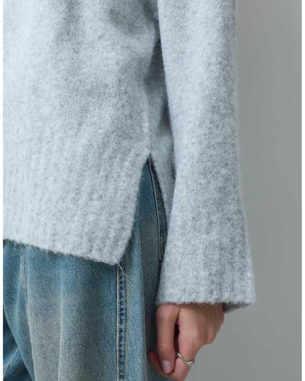 Pieces Blue Oversized Wool Blend Knitted Jumper