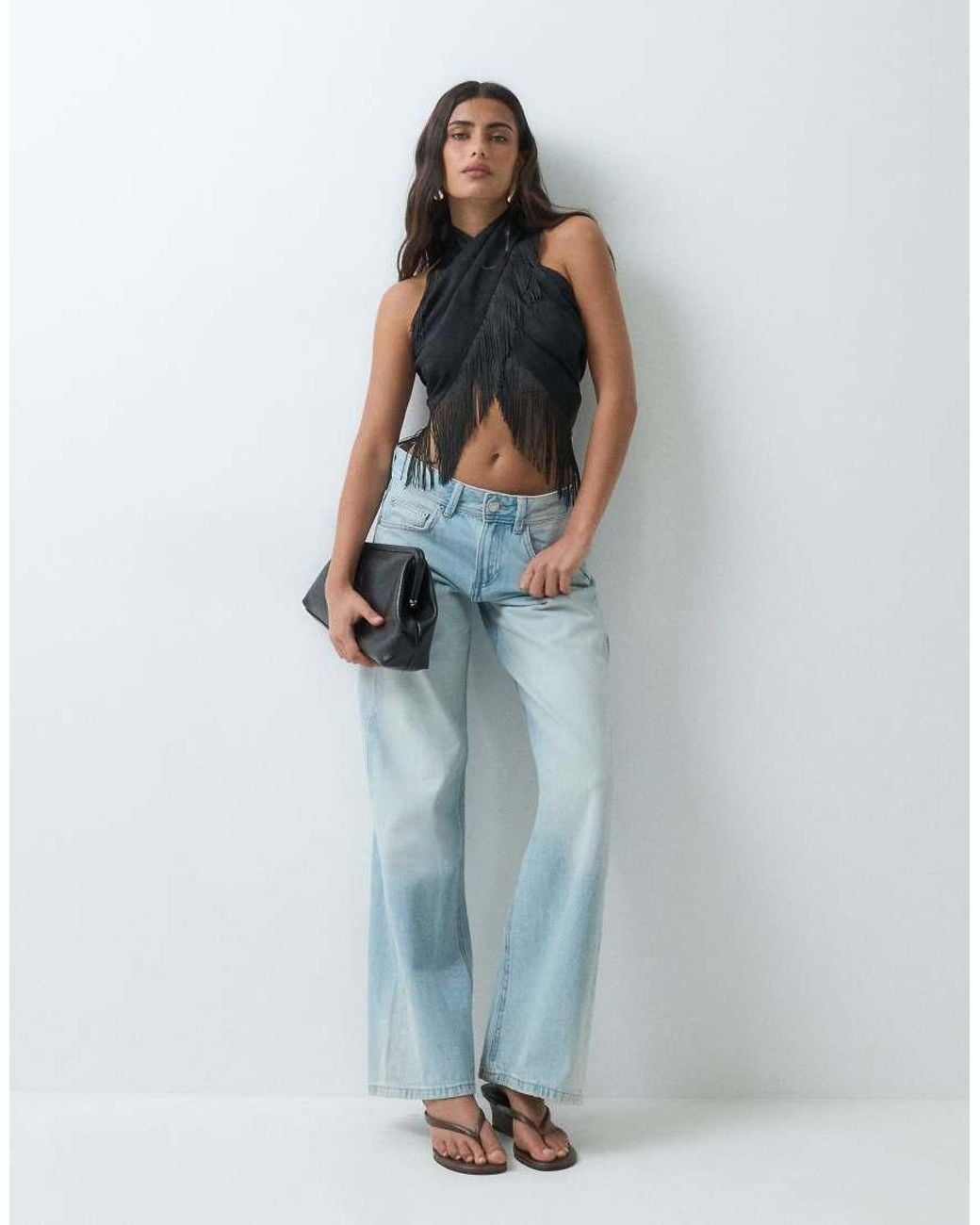 ASOS Blue Satin Multiway Scarf Top