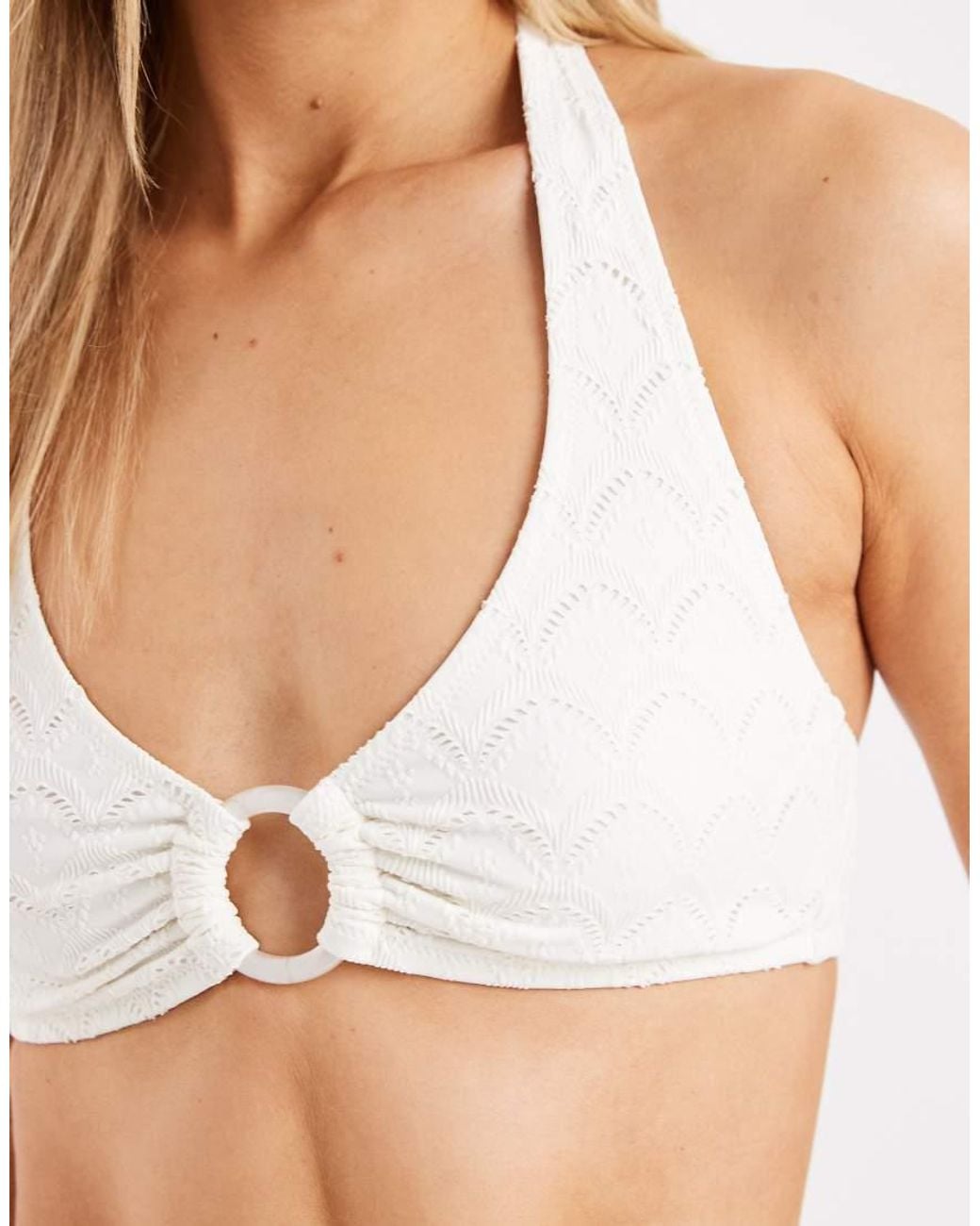 Lindex White Eyelet Halterneck Bikini Top