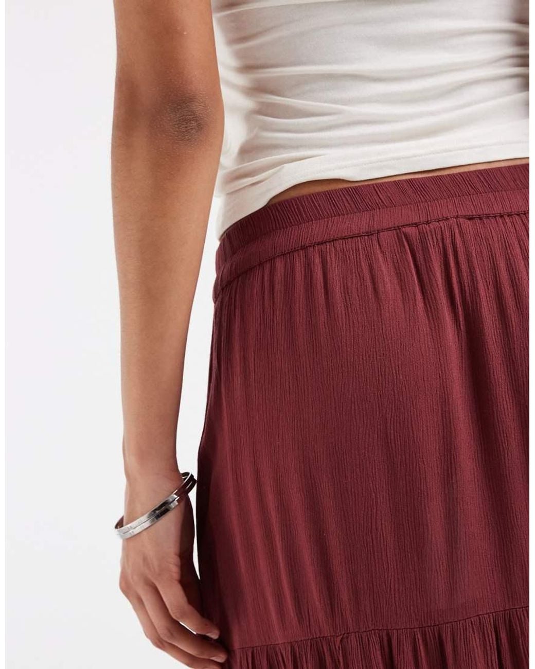ONLY Red Tie Maxi Skirt