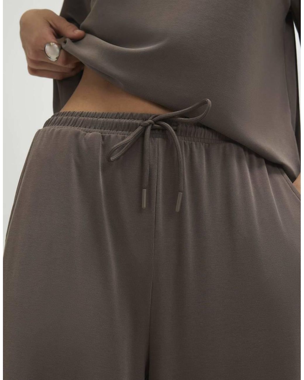 River Island Brown Soft Touch Wide Leg Trousers
