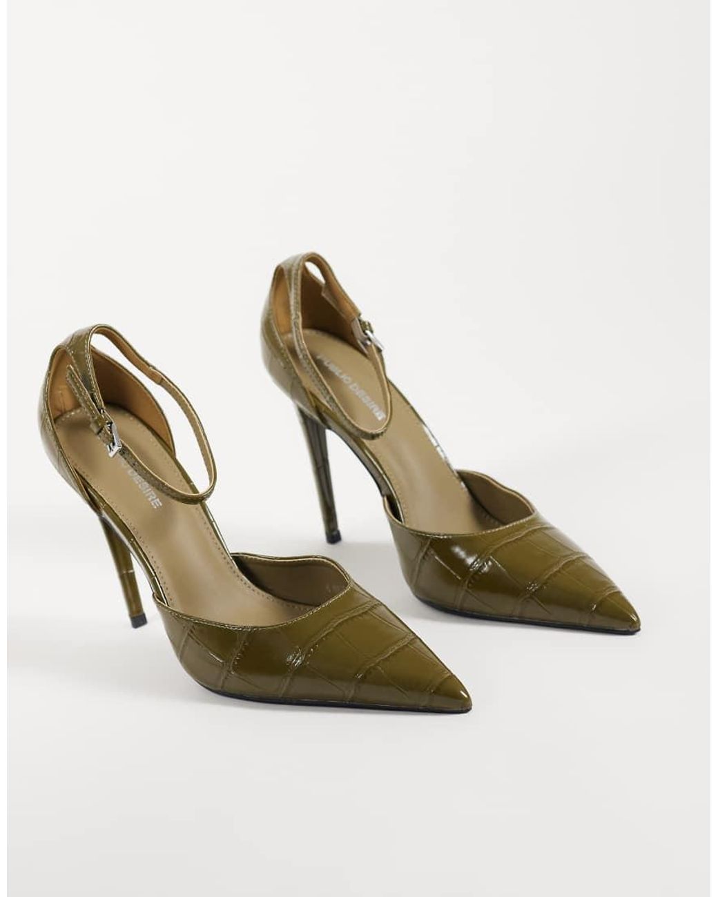 Public Desire Metallic Riven Heeled Pumps