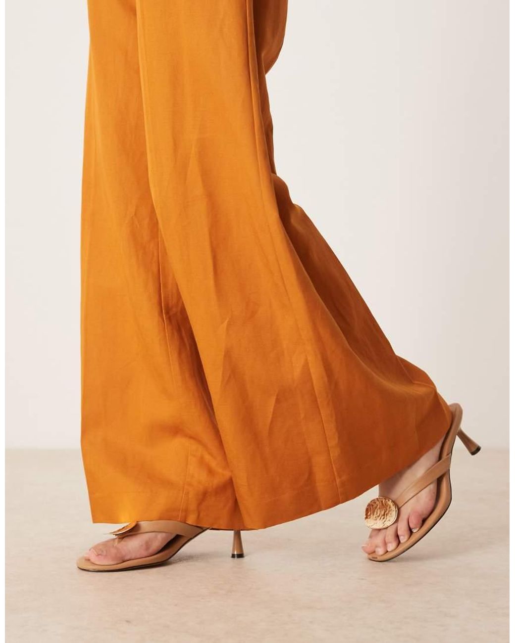 Mango Orange Linen Mix Bandeau Jumpsuit