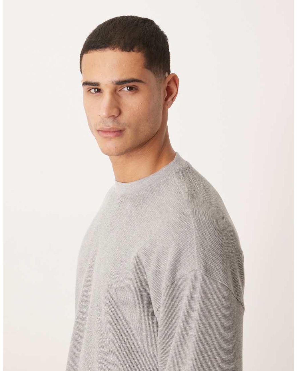 ASOS Gray Boxy Oversized Long Sleeve T-Shirt for men