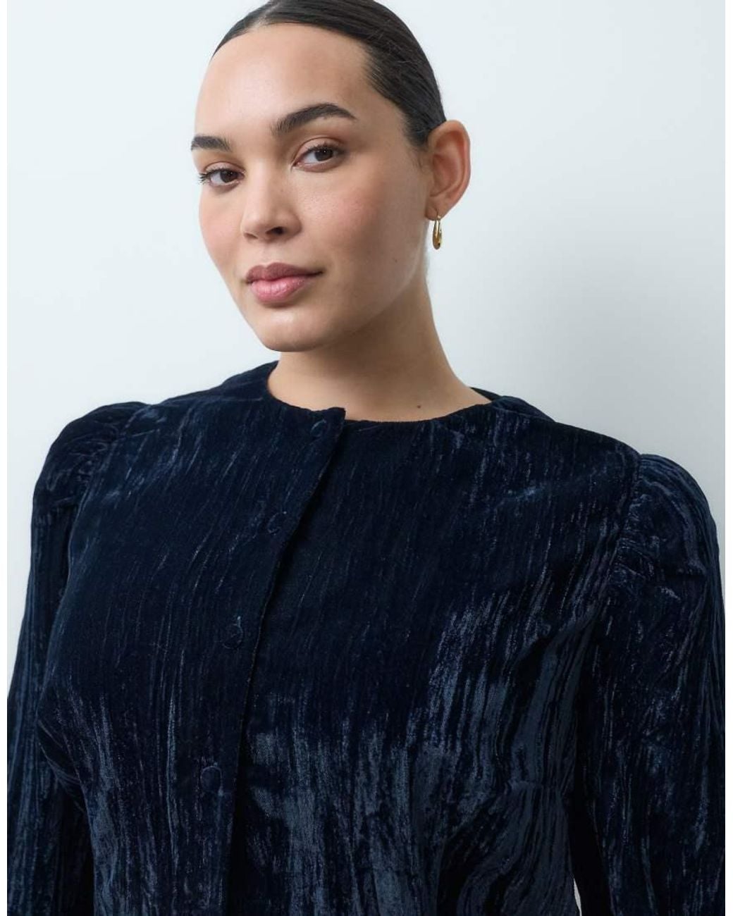 ASOS Blue Asos Design Curve Crew Neck Button Through Mini Dress