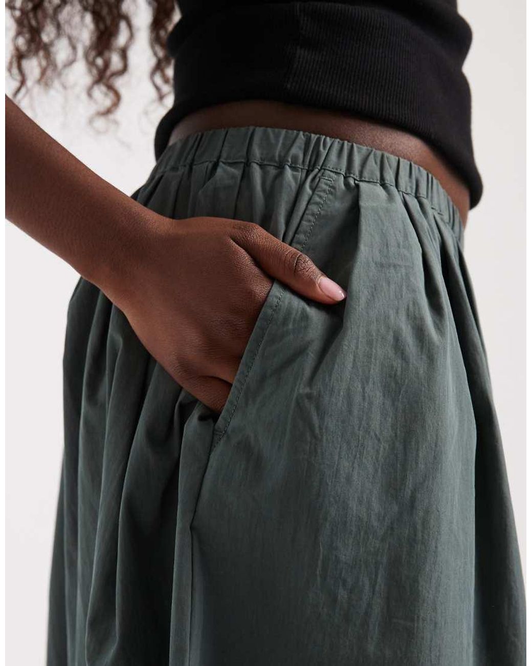 ASOS Black Cotton Nylon Super Wide Leg Trousers
