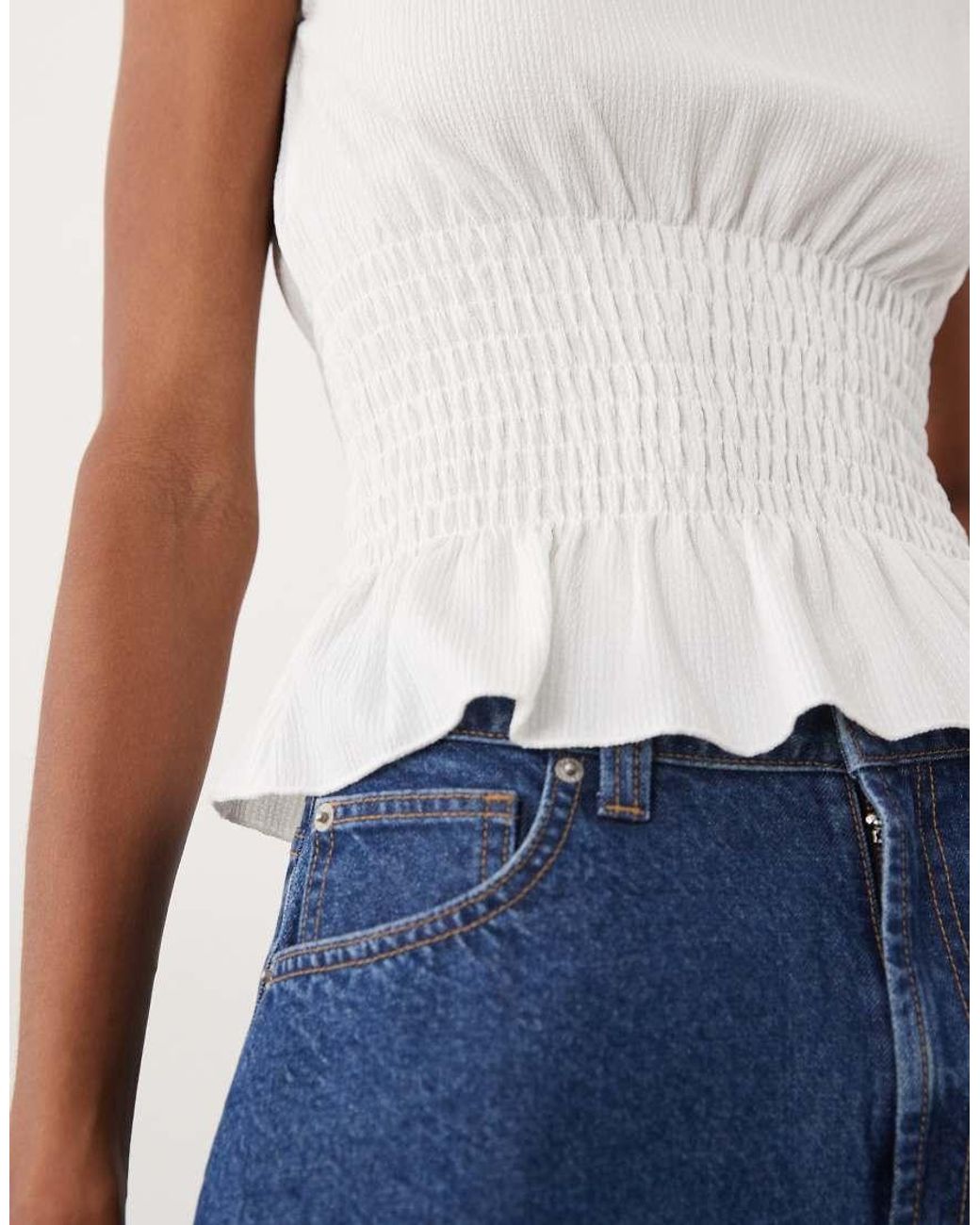 Gina Tricot Blue Cinch Waist Sleeveless Smock Top
