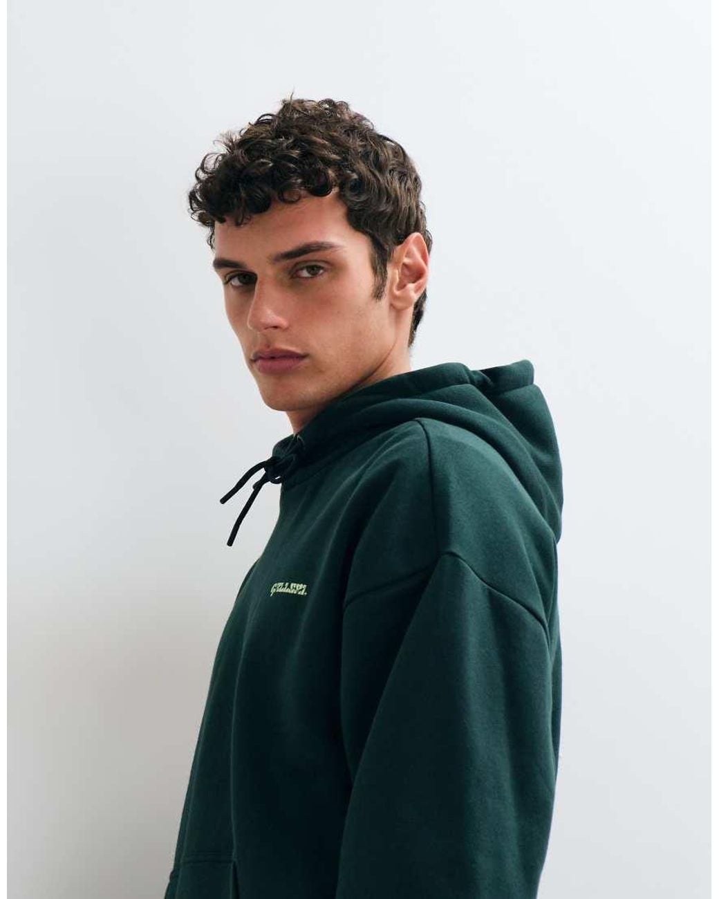 Only & Sons Green Oversized Hoodie With Galleri Back Print for men