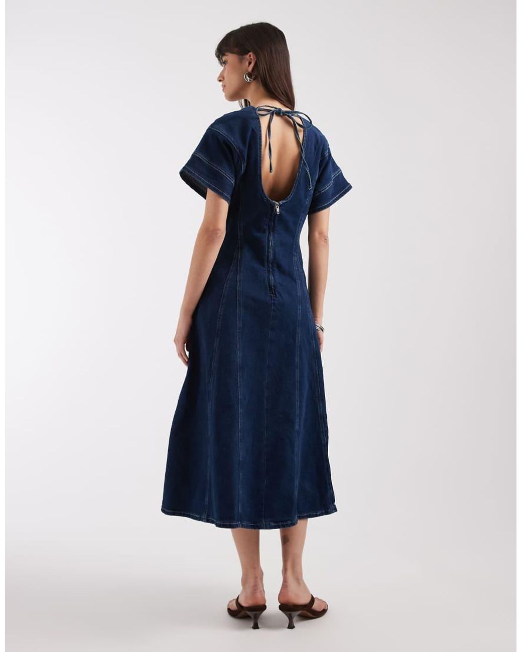 River Island Blue Denim Seam Detail Dress