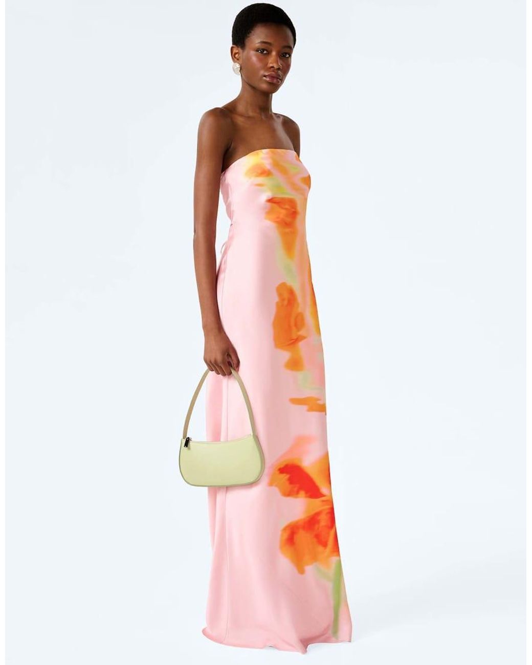 OMNES Orange Dresses Amdra Strapless Floral Maxi Dress