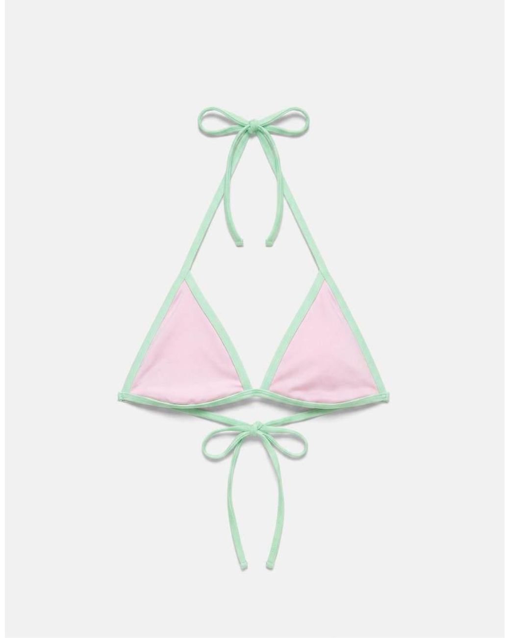 Pull&Bear Brown Contrast Trim Triangle Bikini Top