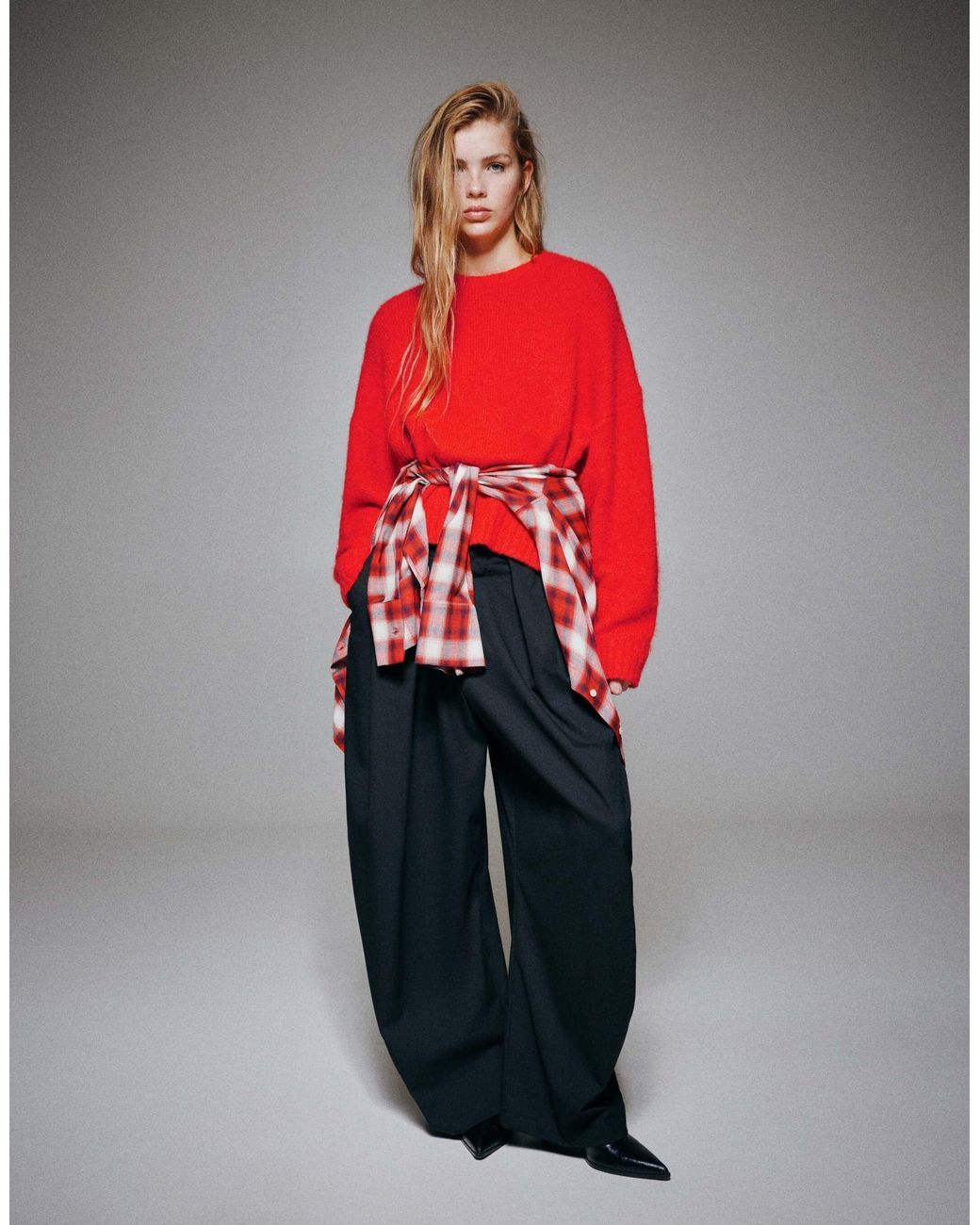 Pull&Bear Red Basic-strickpullover