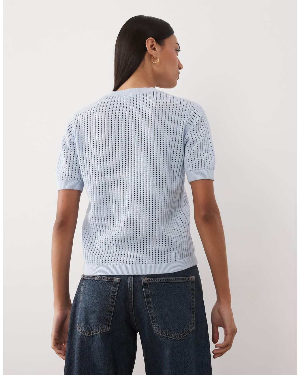 Top en maille 100 % coton à manches courtes - pastel Mango en coloris Gray