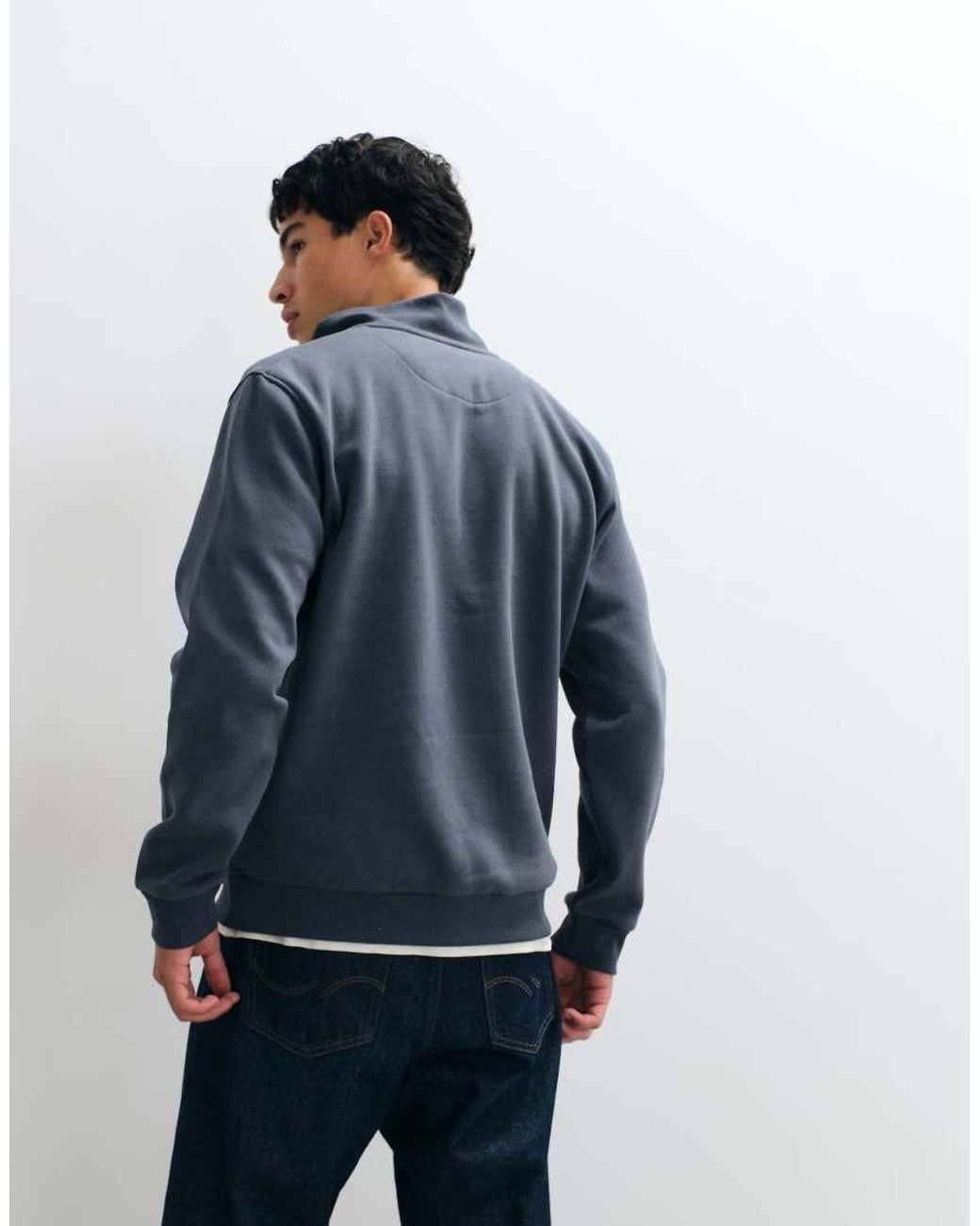 Jack & Jones Blue Oversized 1/4 Zip Sweatshirt for men