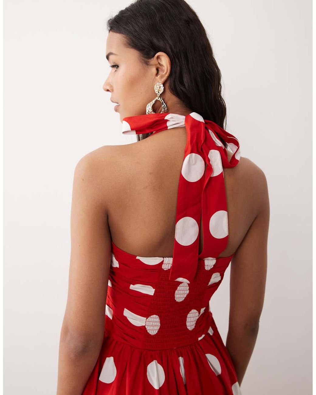 Nobody's Child Red Lilah Cotton Occasion Halter Midi Dress