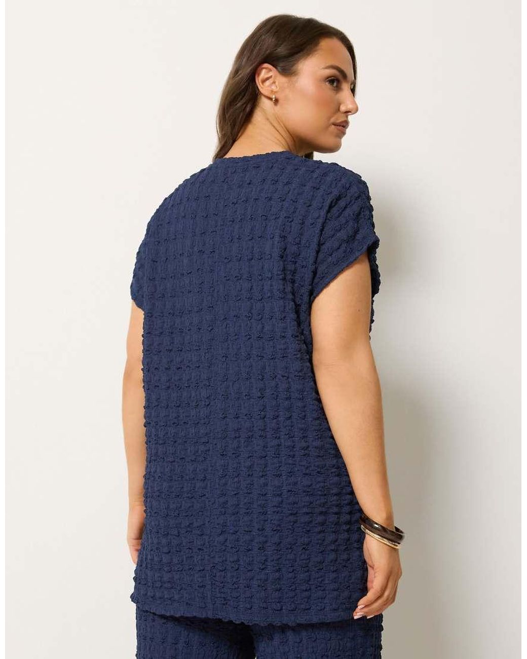 Yours Clothing Blue Bubble Textured T-Shirt
