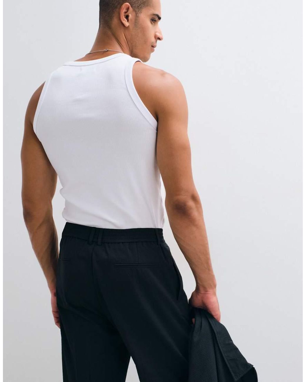 ASOS Blue Smart Carrot Fit Pants for men