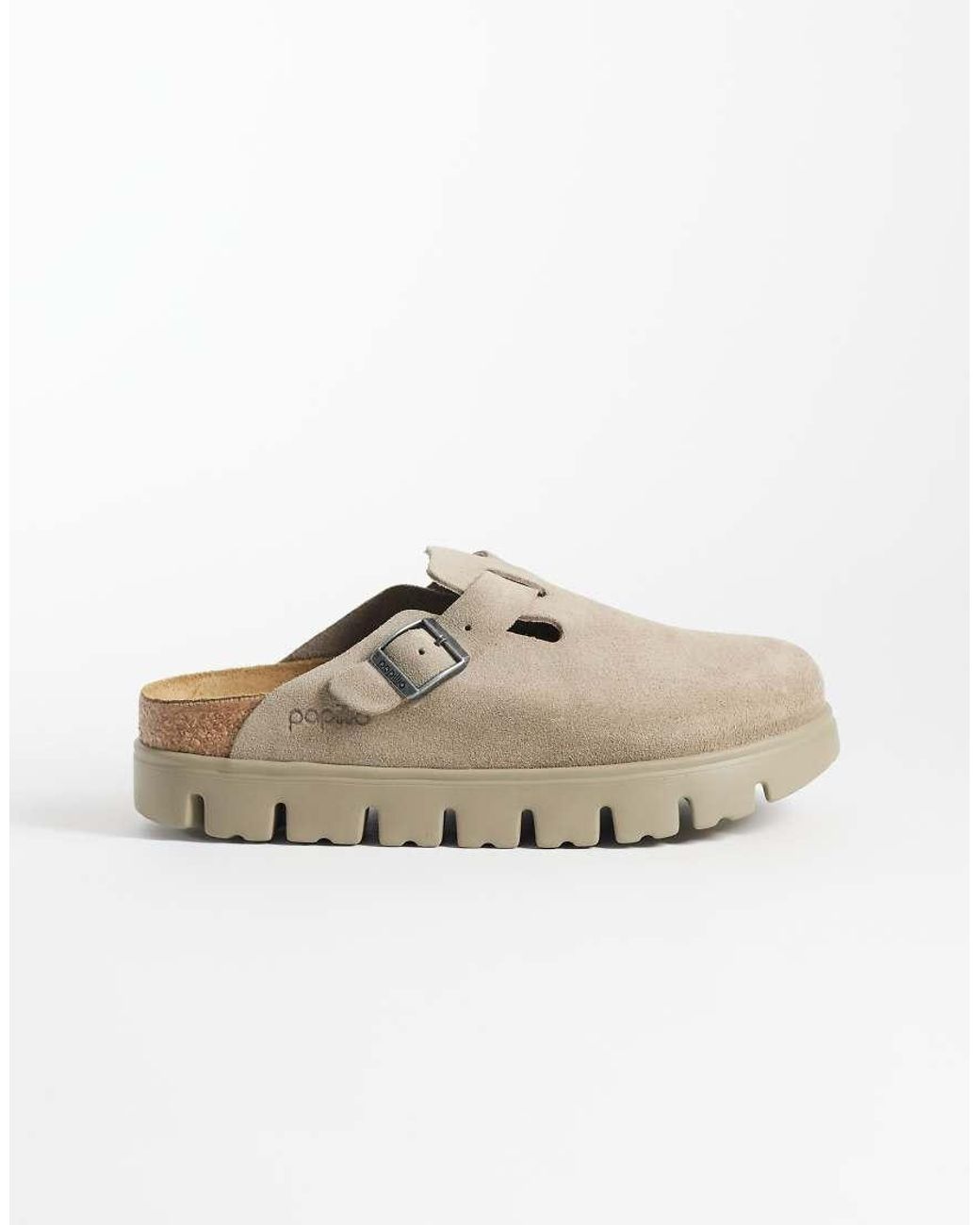 Birkenstock White Boston Suede Chunky Clogs