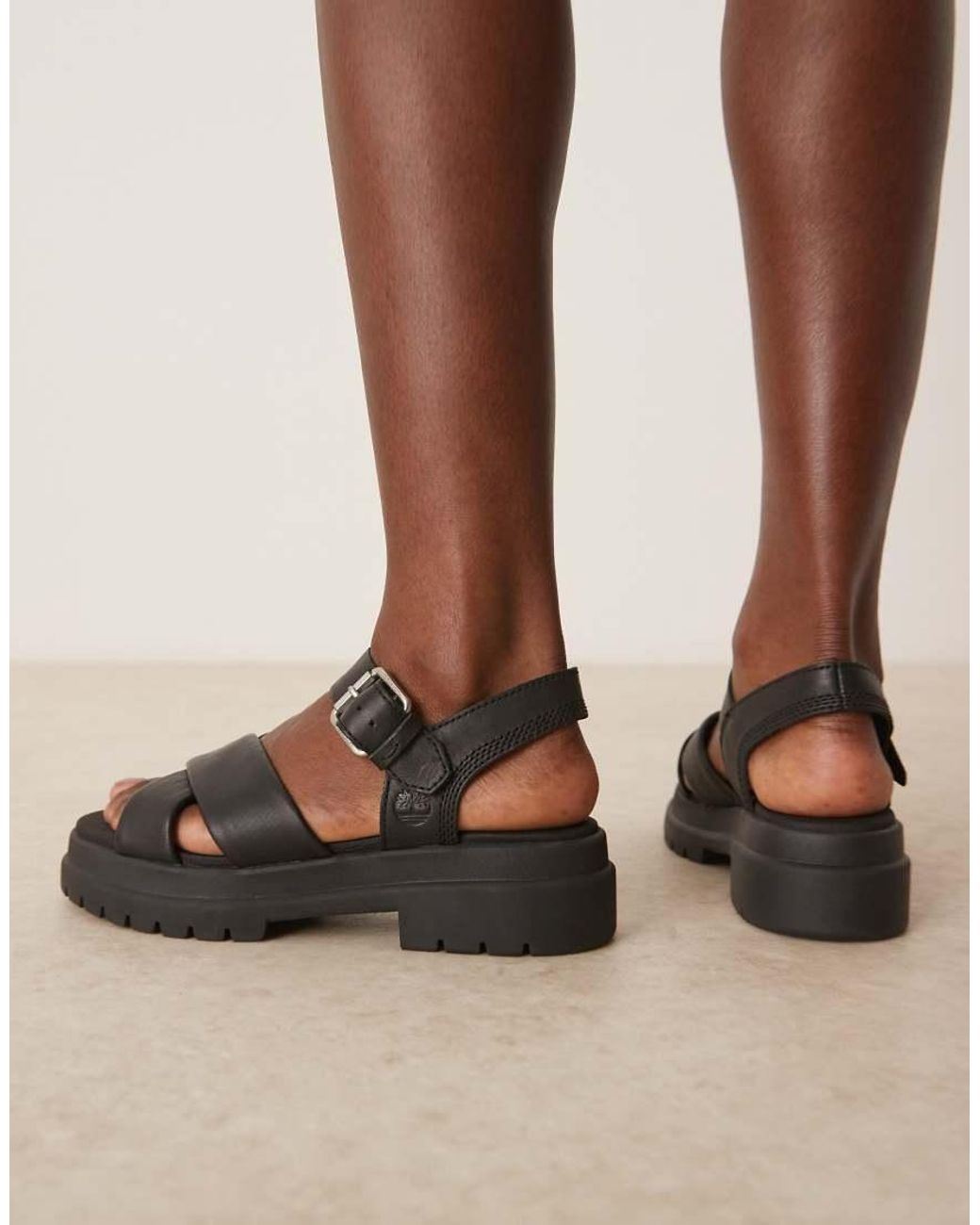 Timberland Black London Vibe Cross Strap Sandals
